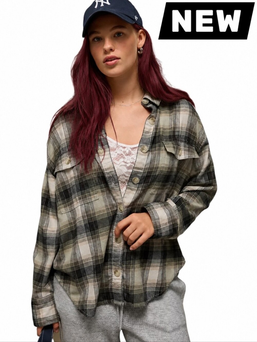 New! American Eagle Plaid Shacket Shirt Jacket 60% Cotton Fall Winter L & XL
